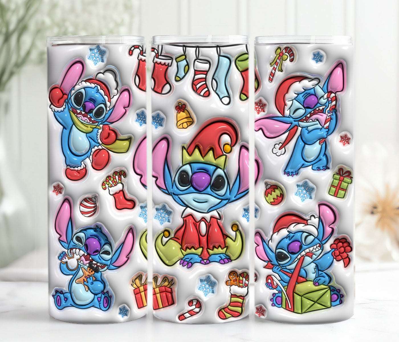 3D Inflated Christmas Tumbler Wrap Png 3D Tumbler Design 15 