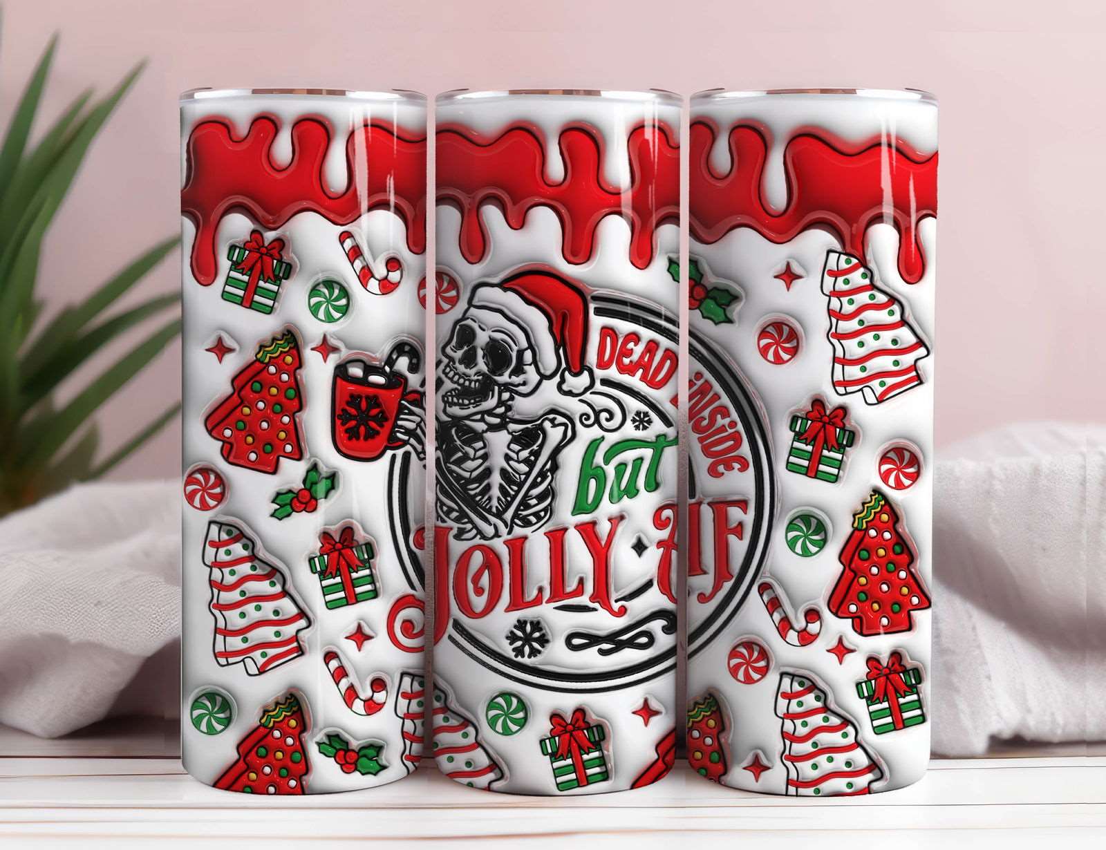 3D Inflated Christmas Tumbler Wrap Png 3D Tumbler Design 16 