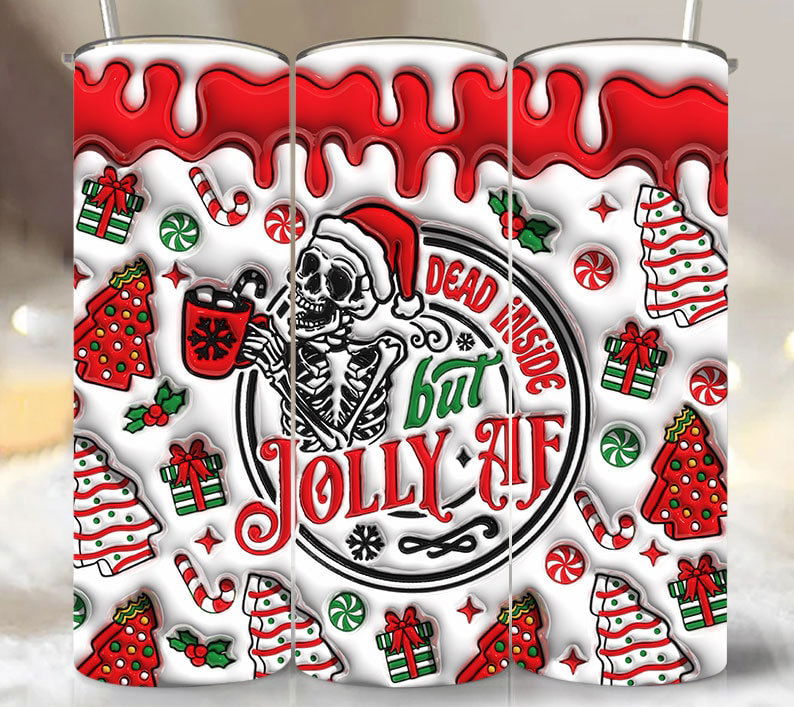 3D Inflated Christmas Tumbler Wrap Png 3D Tumbler Design 16 