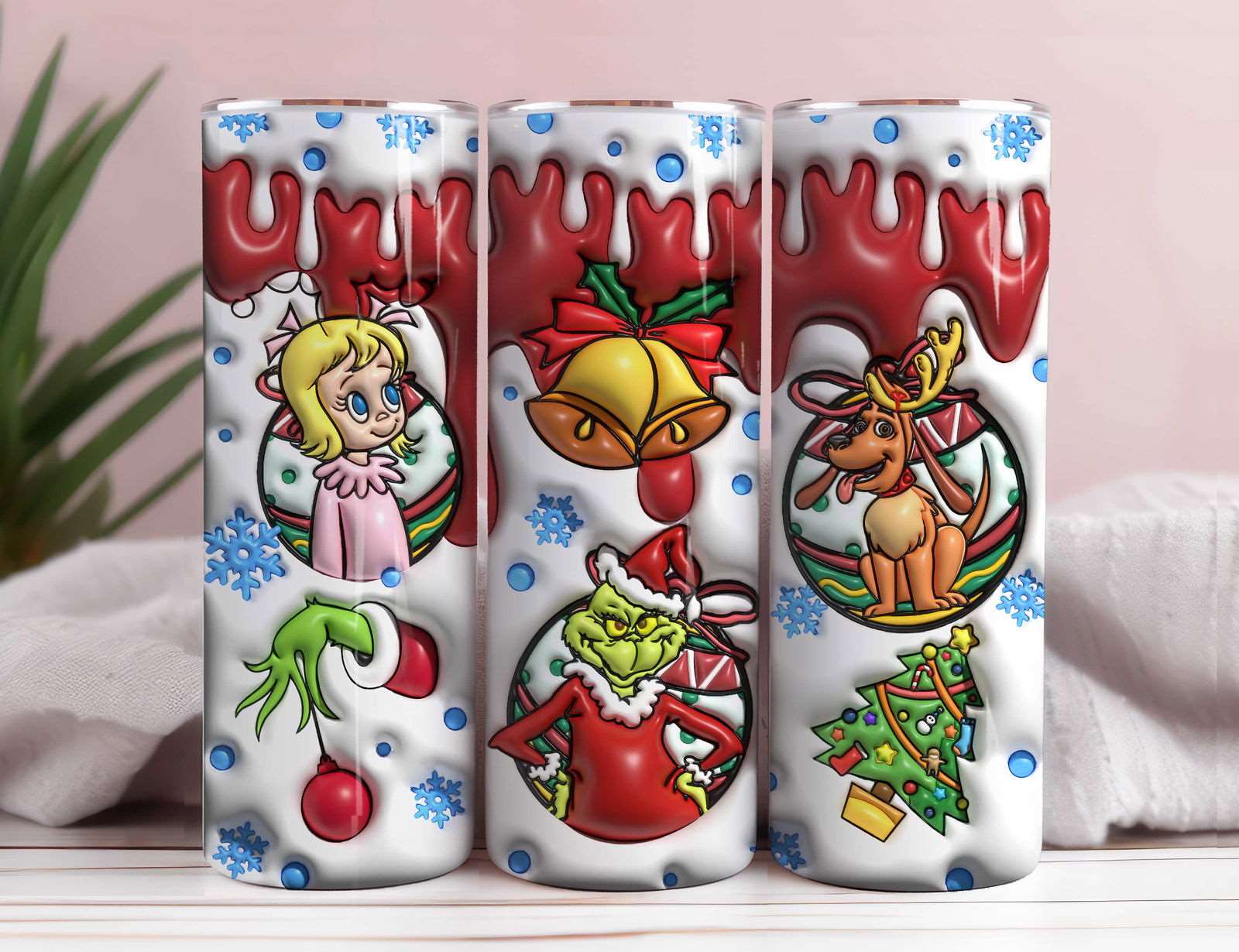 3D Inflated Christmas Tumbler Wrap Png 3D Tumbler Design 4 