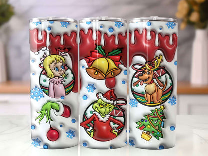 3D Inflated Christmas Tumbler Wrap Png 3D Tumbler Design 4 