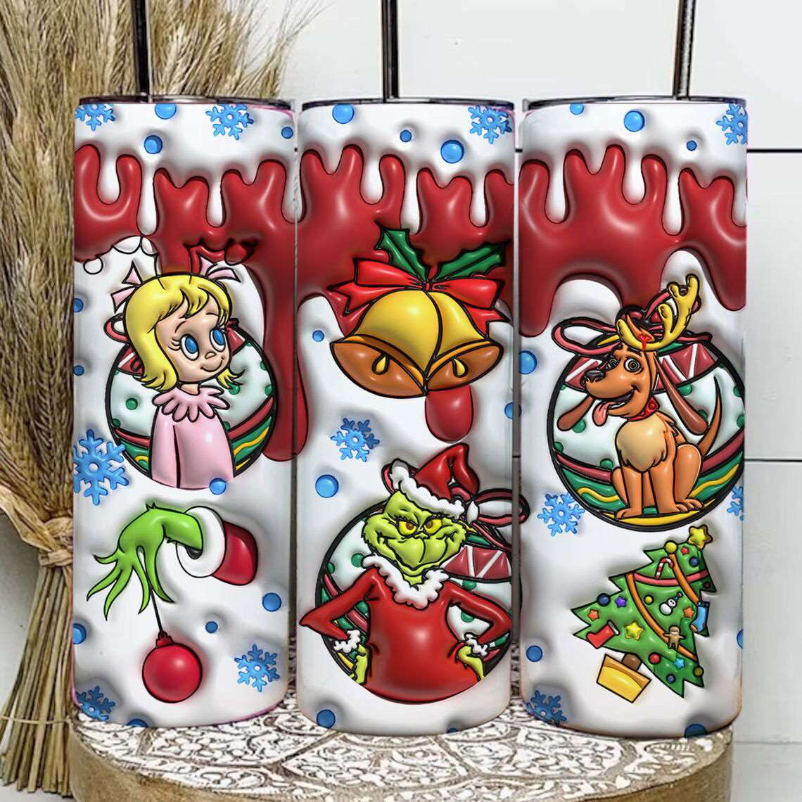 3D Inflated Christmas Tumbler Wrap Png 3D Tumbler Design 4 