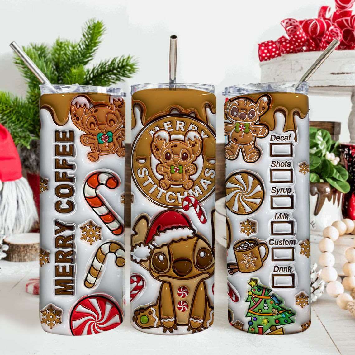 3D Inflated Christmas Tumbler Wrap Png 3D Tumbler Design 5 