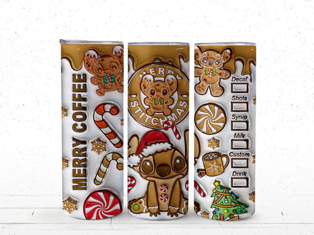 3D Inflated Christmas Tumbler Wrap Png 3D Tumbler Design 5 