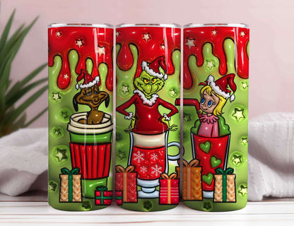 3D Inflated Christmas Tumbler Wrap Png 3D Tumbler Design 7 