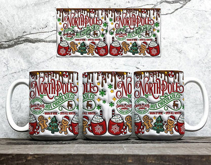 3D Inflated North pole Hot Chocolate Christmas Mug Wrap 