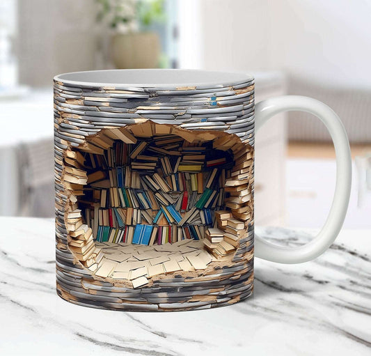 3D Book Mug Wrap, Sublimation Design PNG for Bookshelf