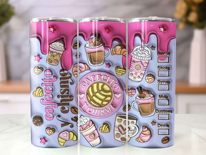 3D Inflated Cafecito Tumbler Wrap Cafecito y Chisme Tumbler
