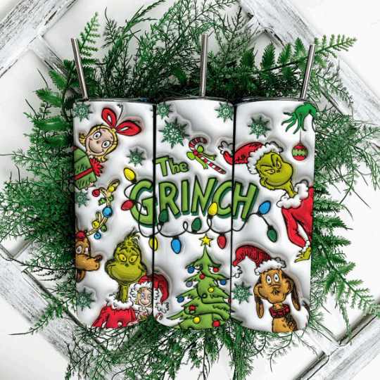 3D Inflated  Christmas Tumbler Design Png 3