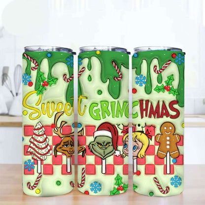 3D Inflated Christmas Tumbler Wrap Png 3D Tumbler Design 11