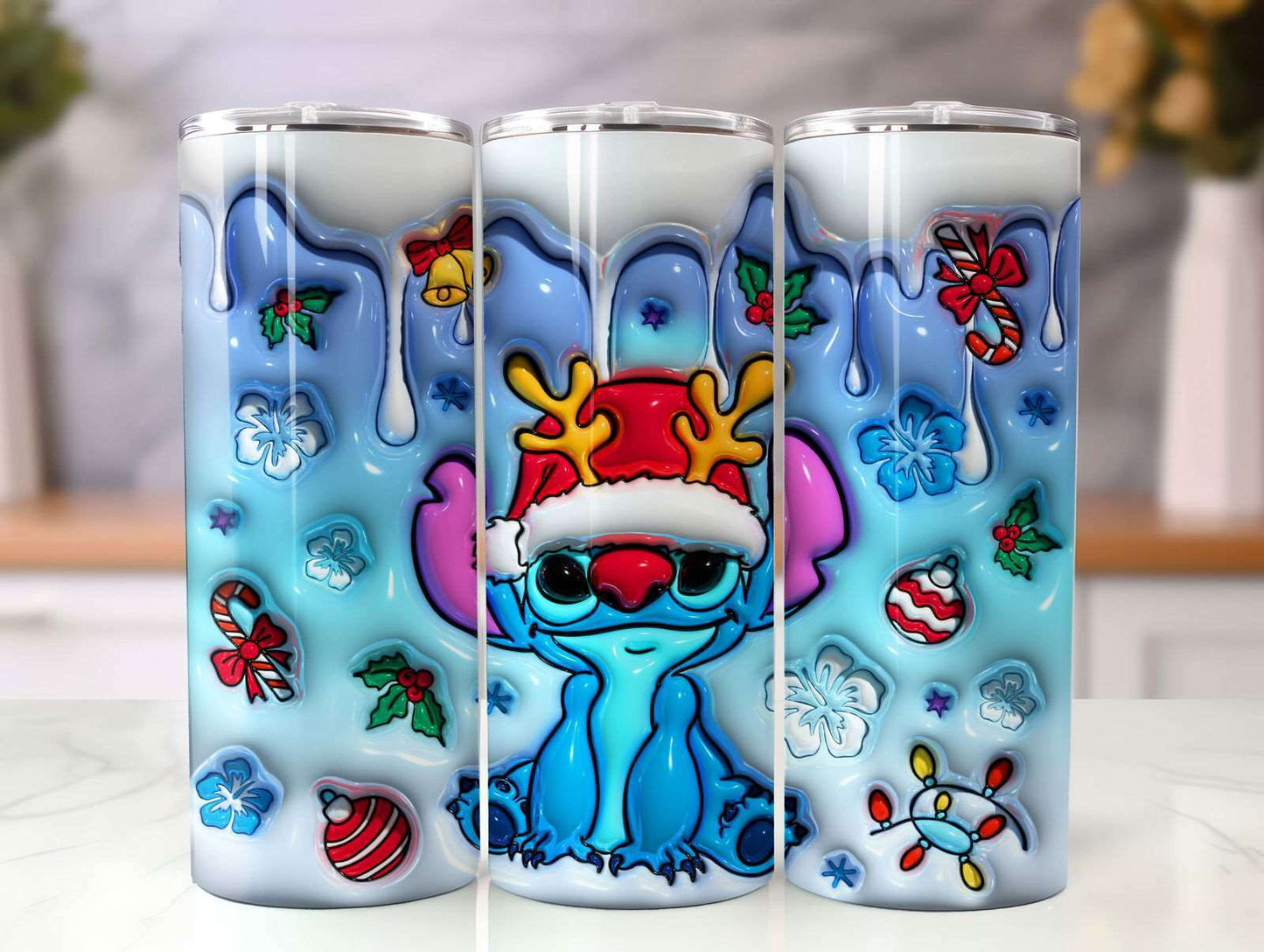 3D Inflated Christmas Tumbler Wrap Png 3D Tumbler Design 6