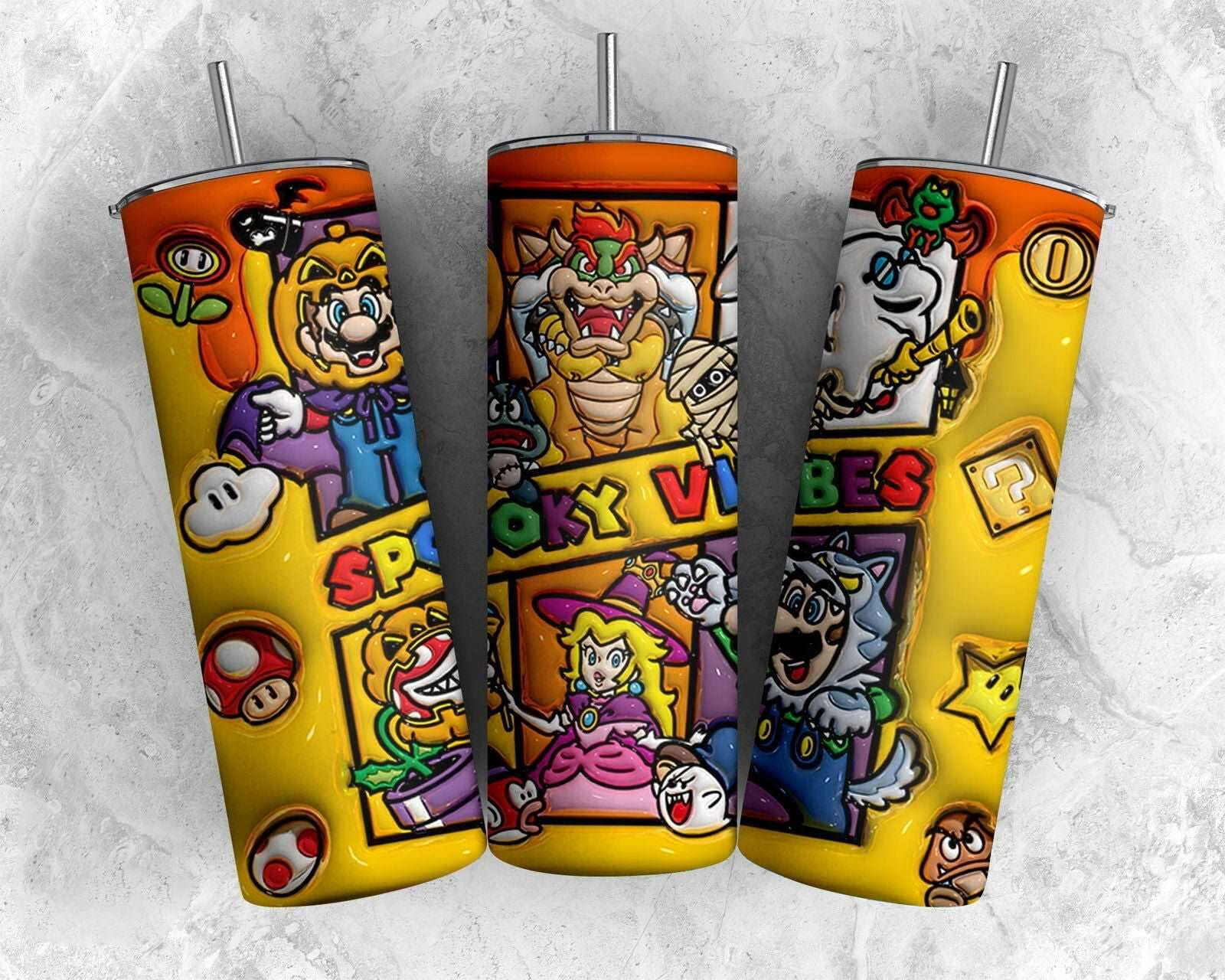 3D Inflated  Halloween Tumbler PNG, 3D Kids Game Tumbler