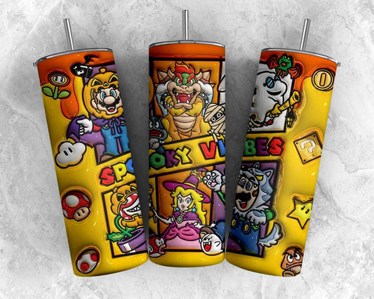3D Inflated  Halloween Tumbler PNG, 3D Kids Game Tumbler