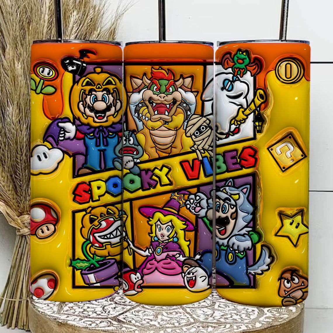 3D Inflated  Halloween Tumbler PNG, 3D Kids Game Tumbler