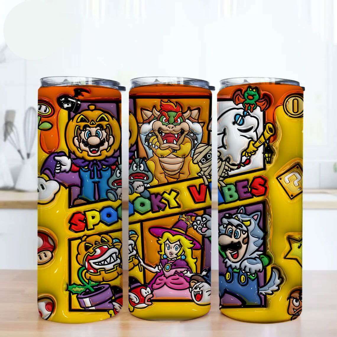 3D Inflated  Halloween Tumbler PNG, 3D Kids Game Tumbler