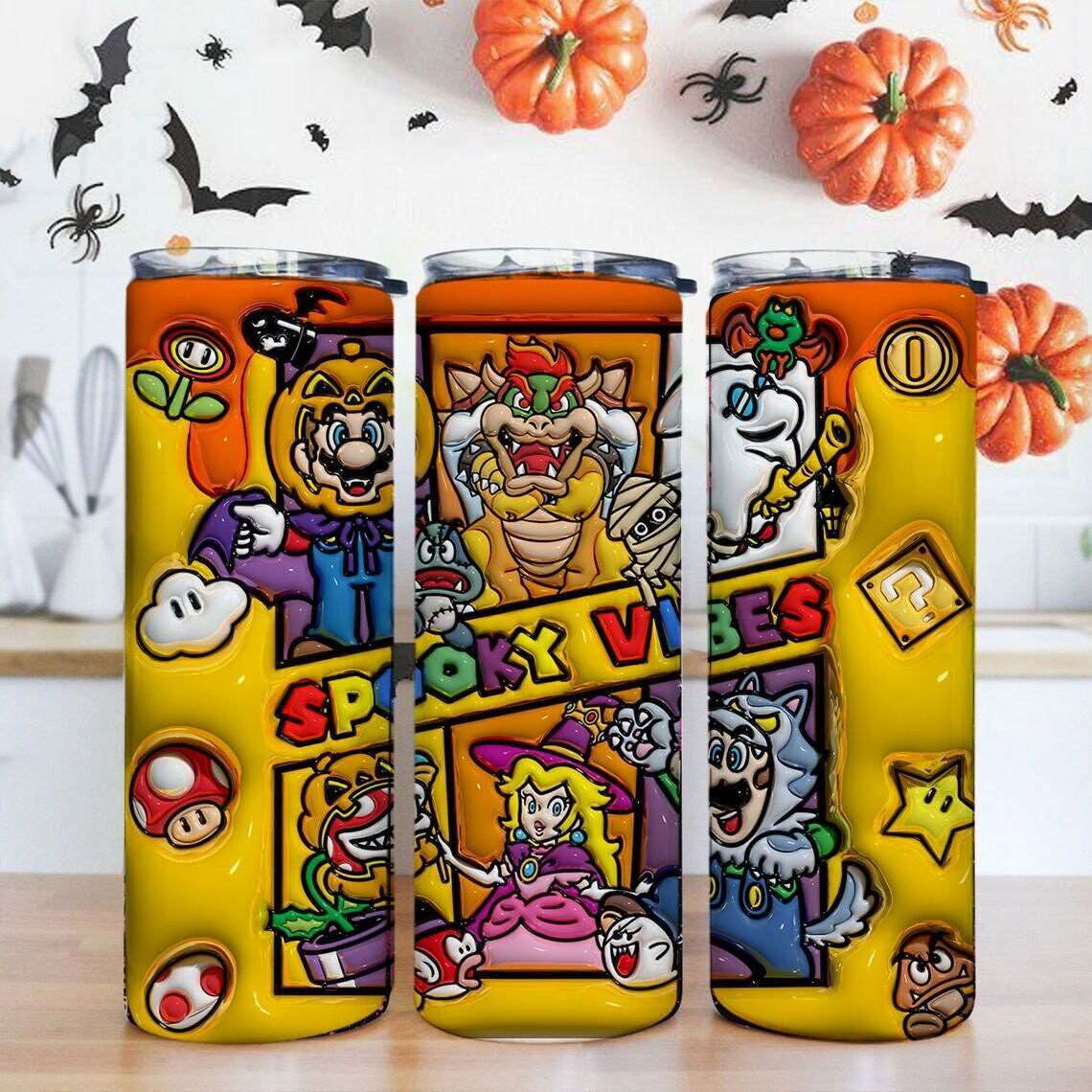 3D Inflated  Halloween Tumbler PNG, 3D Kids Game Tumbler