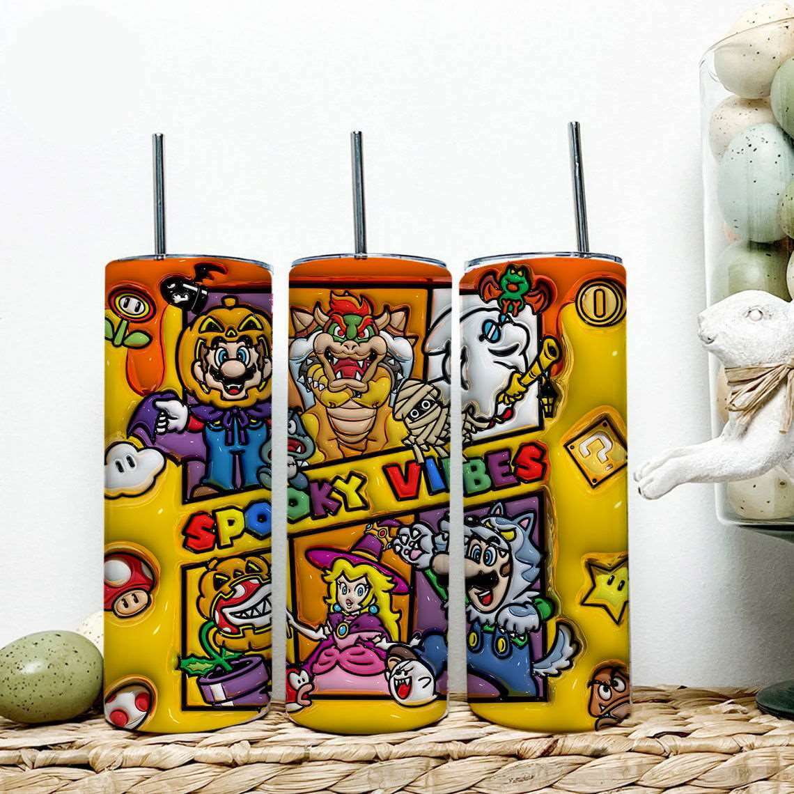 3D Inflated  Halloween Tumbler PNG, 3D Kids Game Tumbler