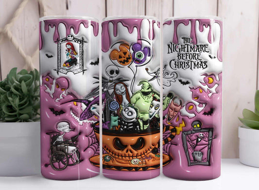 3D Inflated Halloween Tumbler Wrap, Christmas Tumbler Png 2