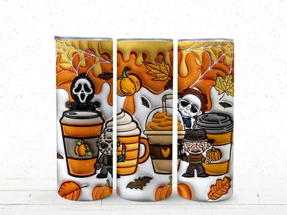 3D Inflated Horror Tumbler Wrap, 20oz Skinny Tumbler, Cartoon 3D Inflated 10