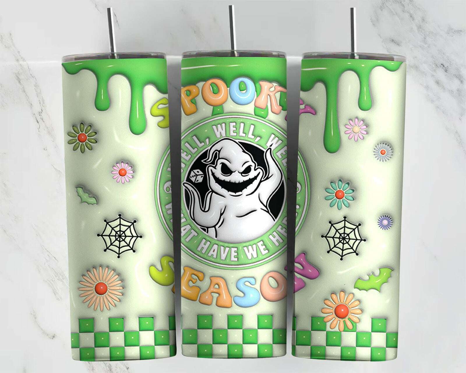 3D Inflated Horror Tumbler Wrap, 20oz Skinny Tumbler, Cartoon 3D Inflated 4