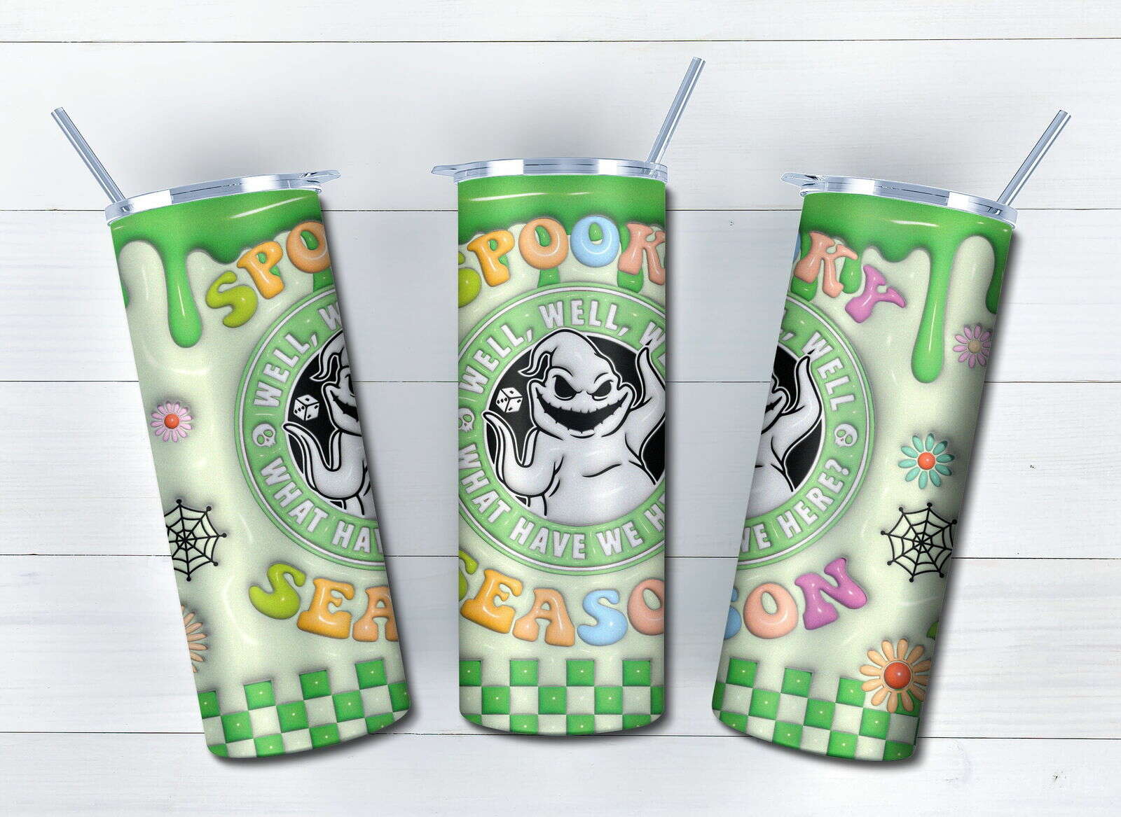 3D Inflated Horror Tumbler Wrap, 20oz Skinny Tumbler, Cartoon 3D Inflated 4