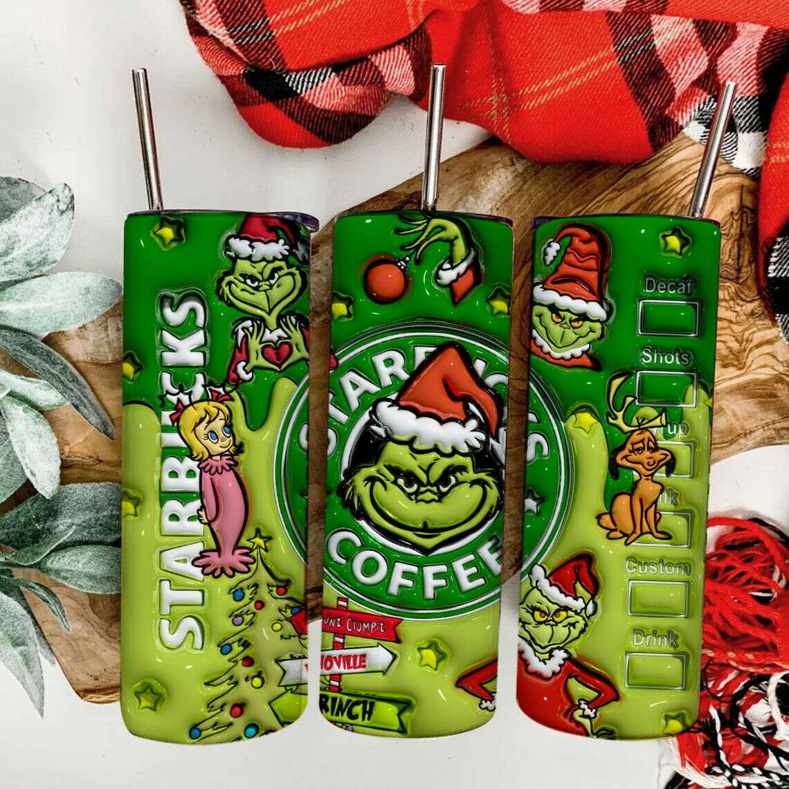 3D Inflated The Christmas Png, 20oz Tumbler Wrap Png