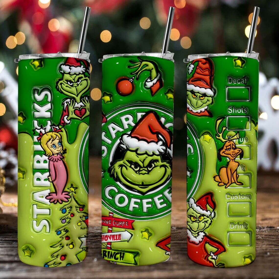 3D Inflated The Christmas Png, 20oz Tumbler Wrap Png