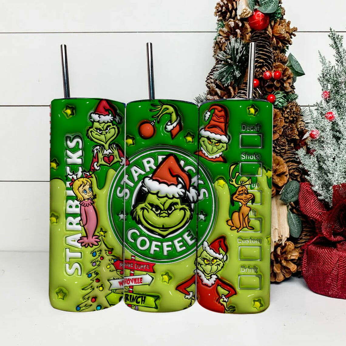 3D Inflated The Christmas Png, 20oz Tumbler Wrap Png