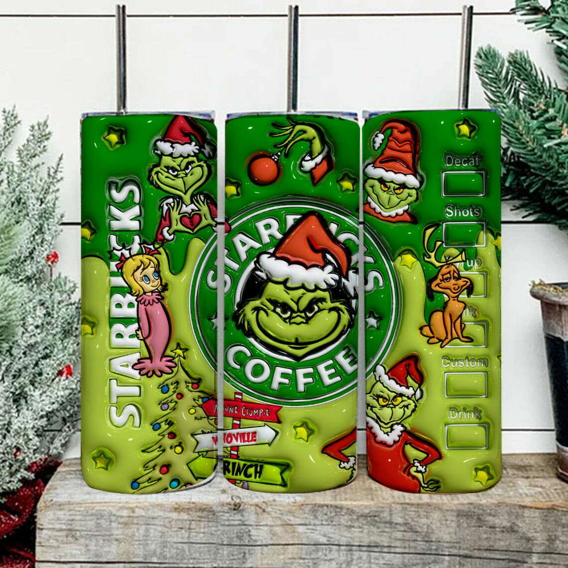 3D Inflated The Christmas Png, 20oz Tumbler Wrap Png