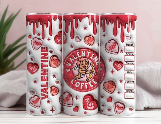 3D Valentine 20oz Tumbler Wrap, Coffee Inflated Tumbler Wrap