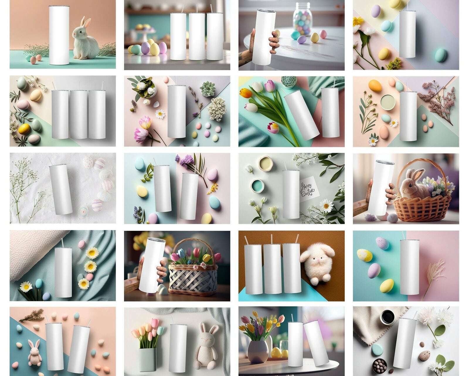 40 x Easter Theme Skinny Tumbler Mockup Mega Bundle - 20oz