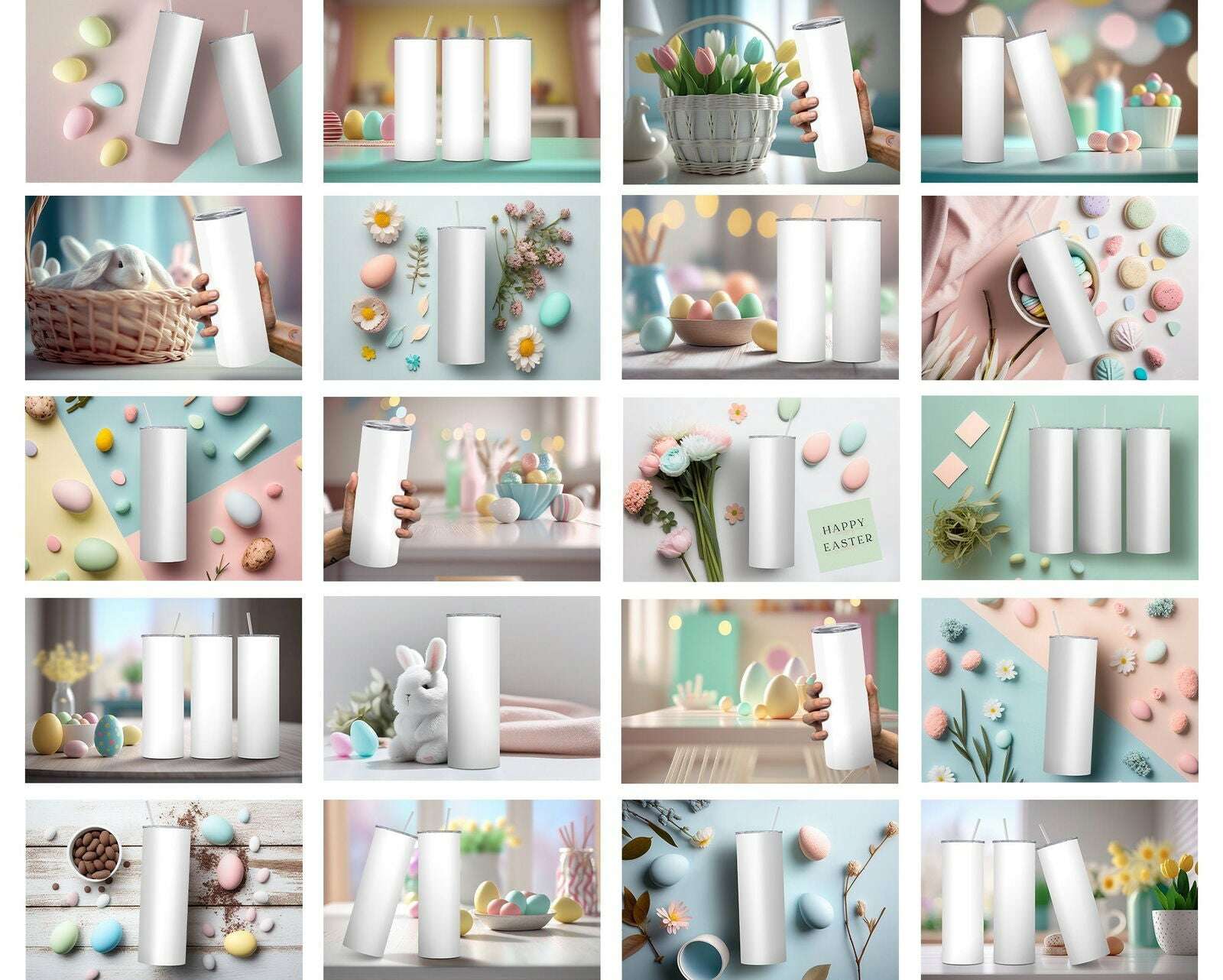 40 x Easter Theme Skinny Tumbler Mockup Mega Bundle - 20oz
