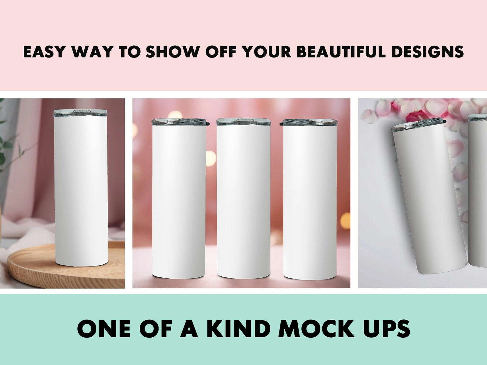 50 Different Pink 20z Tumbler Straight Mock Ups PNG File