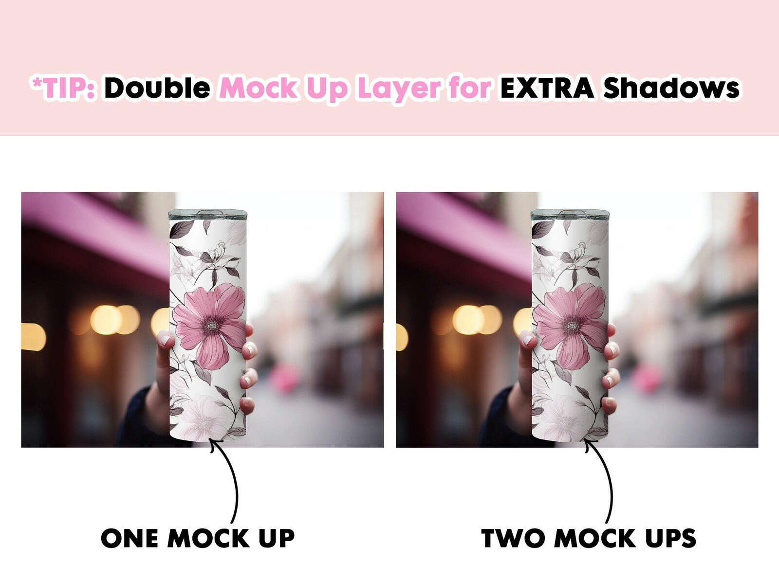 50 Different Pink 20z Tumbler Straight Mock Ups PNG File
