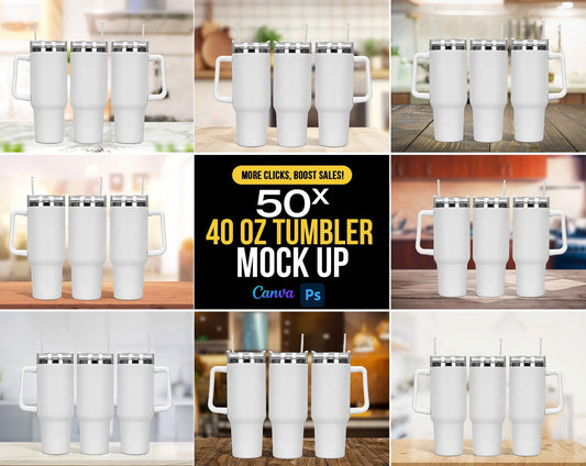 50x 40z Tumbler Mock Up PNG Transparent File 