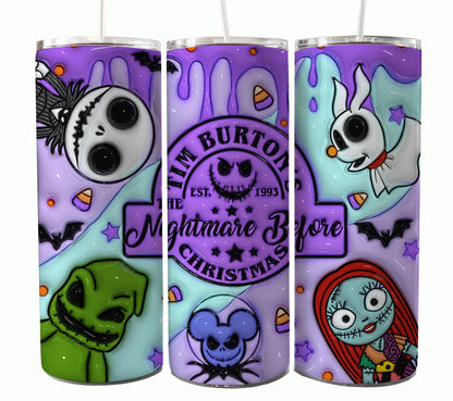 Bundle Nightmare Before Christmas 20oz Tumbler Wrap. Horror Characters Tumbler Design 