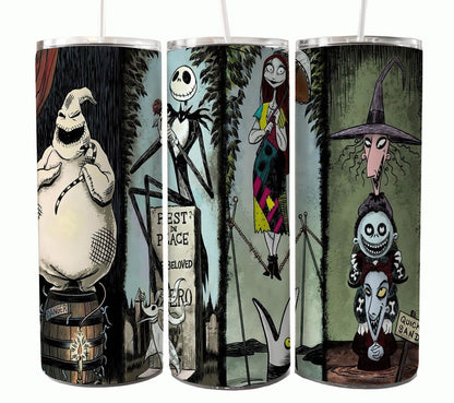 Bundle Nightmare Before Christmas 20oz Tumbler Wrap. Horror Characters Tumbler Design 