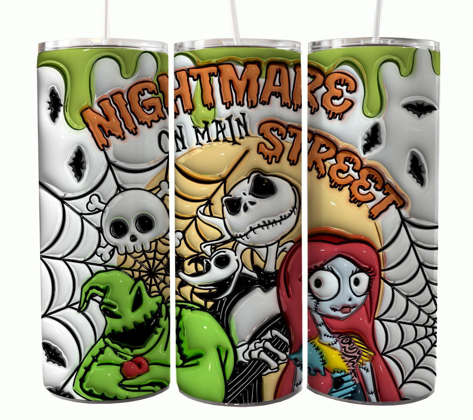 Bundle Nightmare Before Christmas 20oz Tumbler Wrap. Horror Characters Tumbler Design 