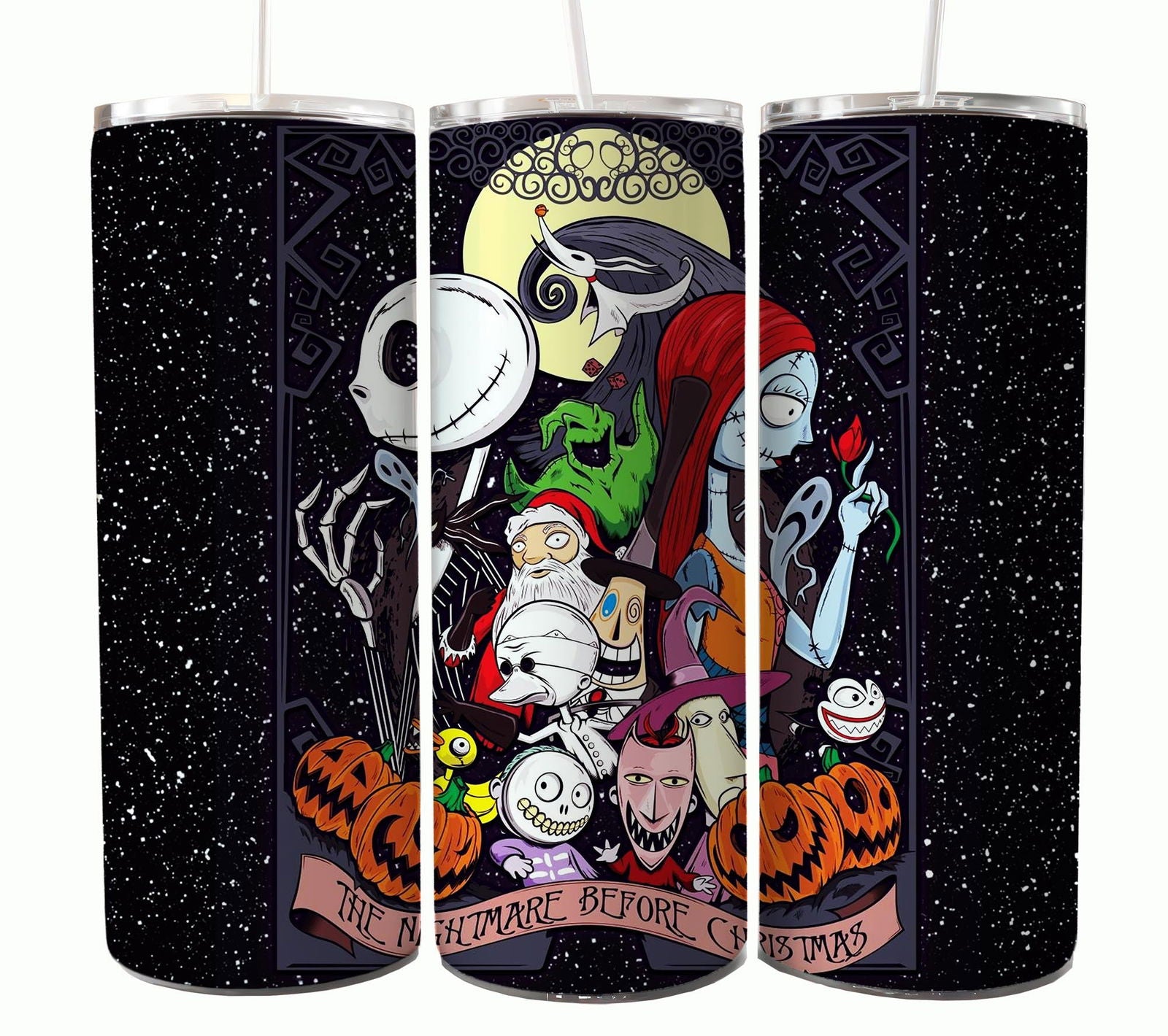 Bundle Nightmare Before Christmas 20oz Tumbler Wrap. Horror Characters Tumbler Design 