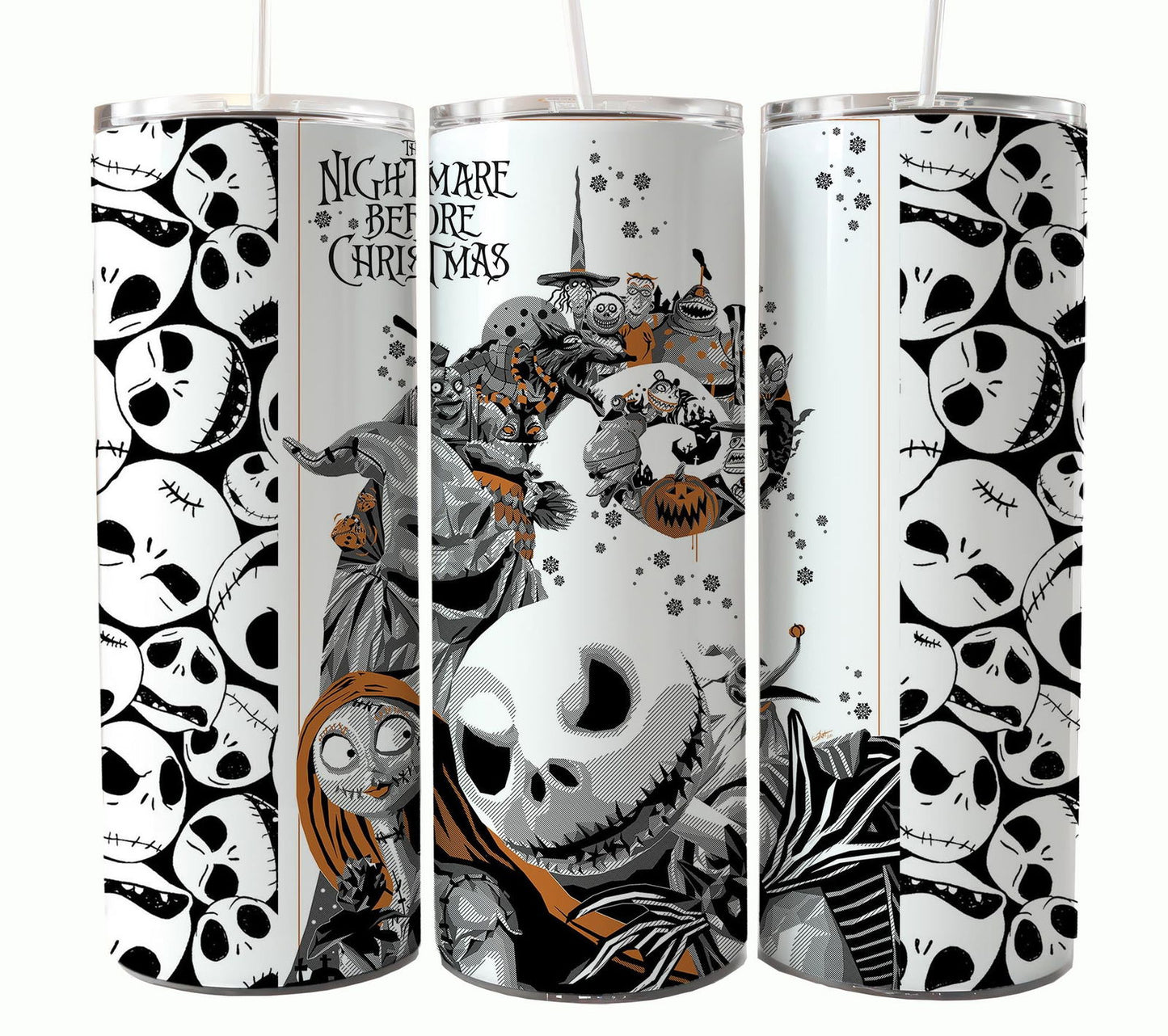 Bundle Nightmare Before Christmas 20oz Tumbler Wrap. Horror Characters Tumbler Design 