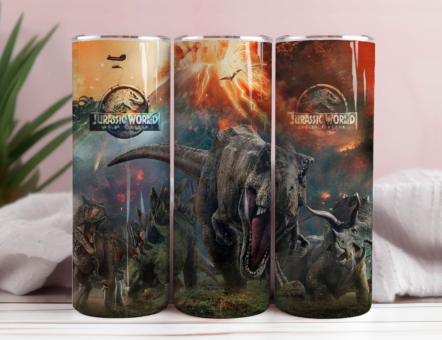 Dinosaur 20oz Skinny Tumbler Wrap PNG 