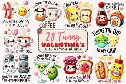 Food Pun Funny Valentine PNG Bundle