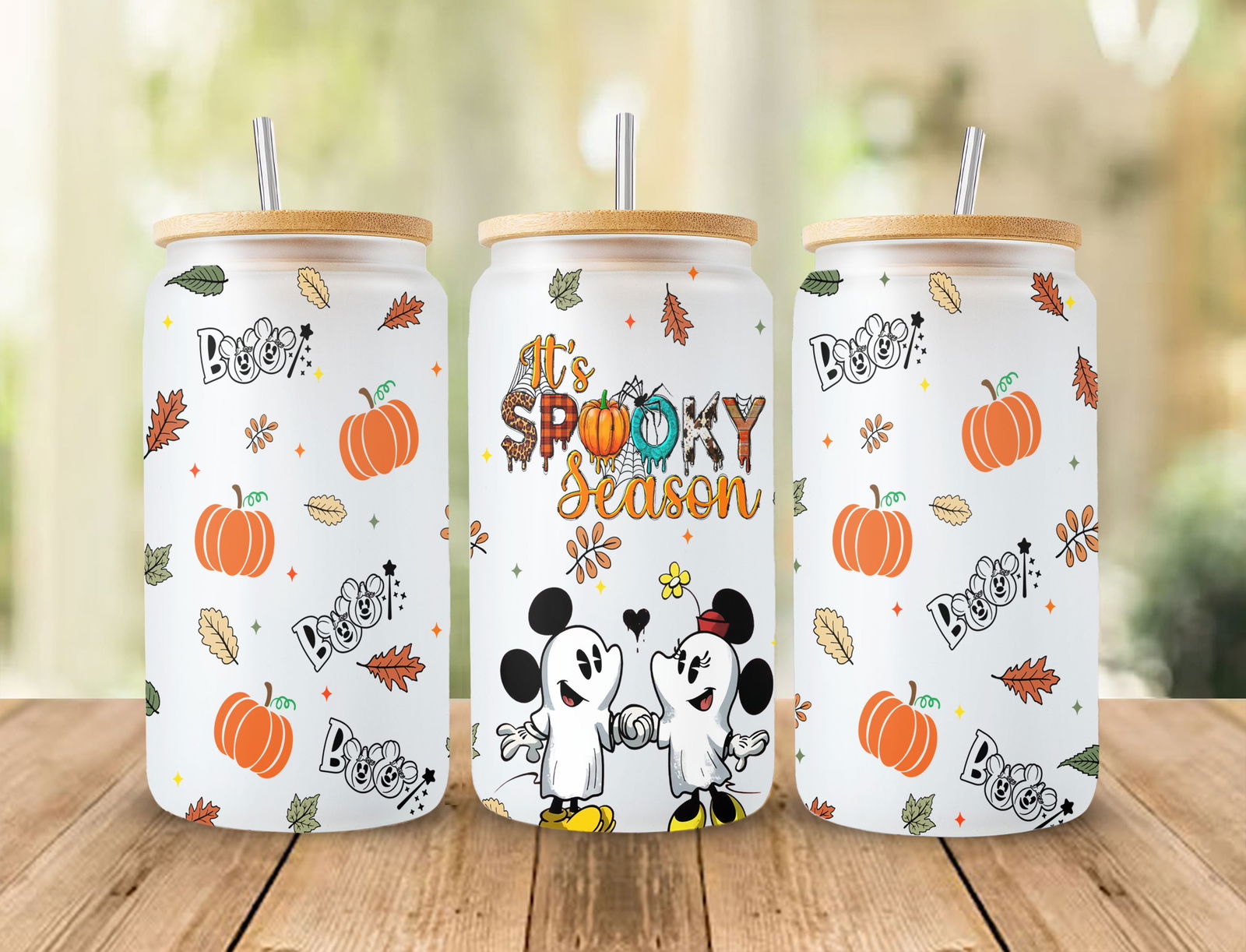 Halloween 16oz Glass Can wrap design 