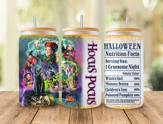 Halloween 16oz glass can png design for sublimation 