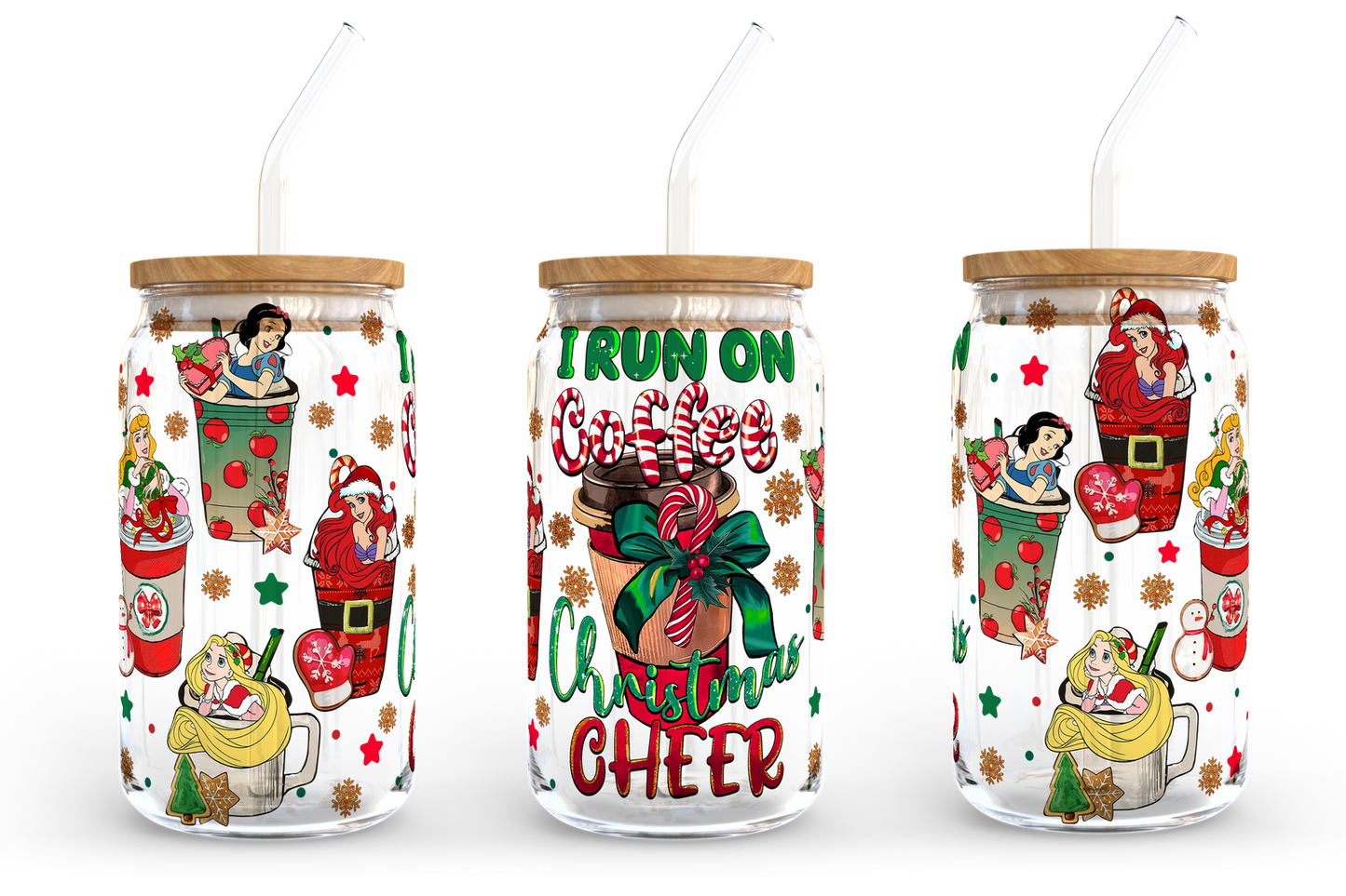 I Run On Coffee And Christmas Cheer 16oz Libbey Glass Can 2 