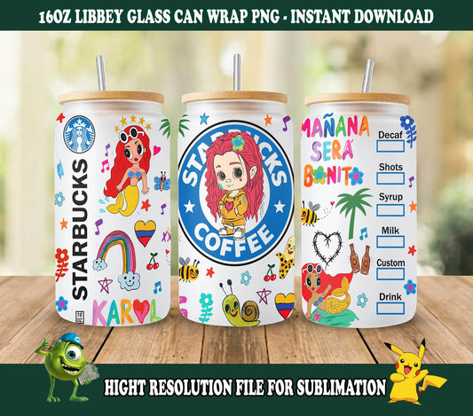 Manana Sera Bonito Coffee 16oz Glass Can Wrap Png Download 