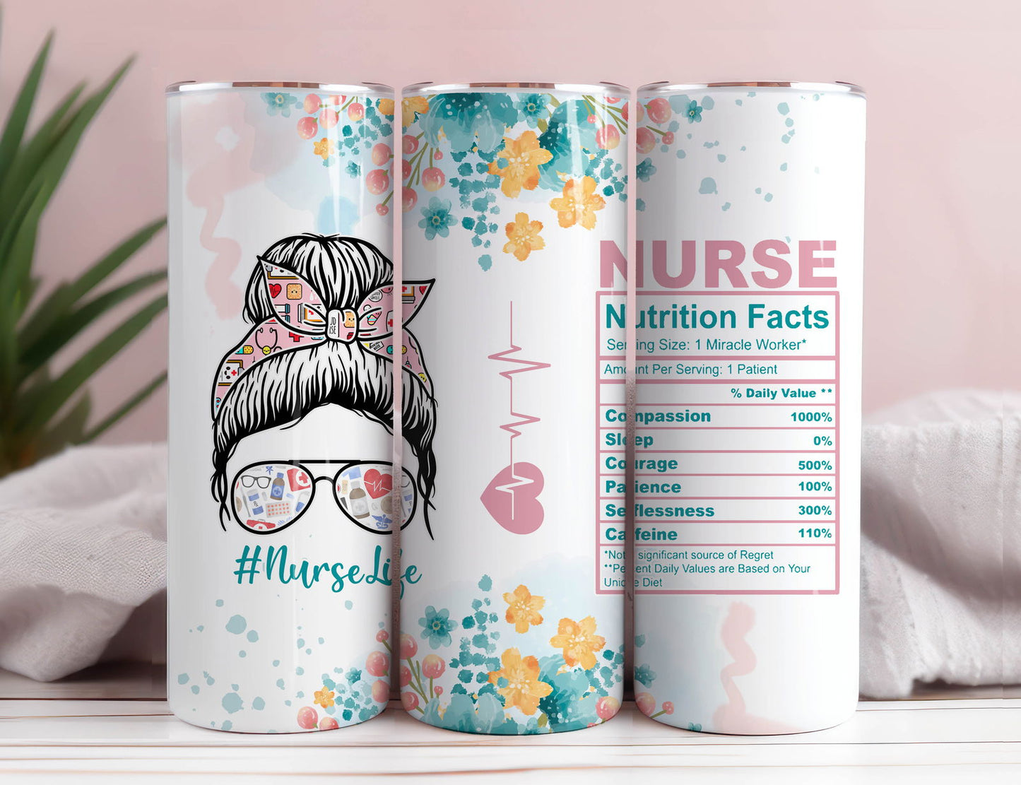 Nurse 20 oz skinny tumbler png sublimation design download 4 