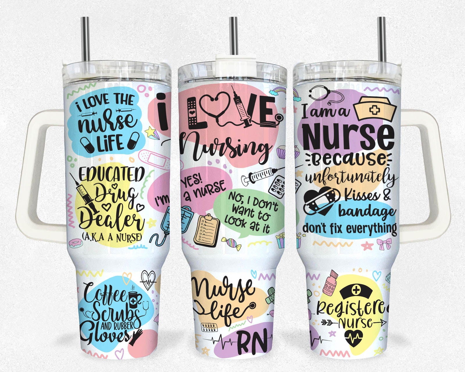 Nurse 40oz Quencher Tumbler Wrap 3 