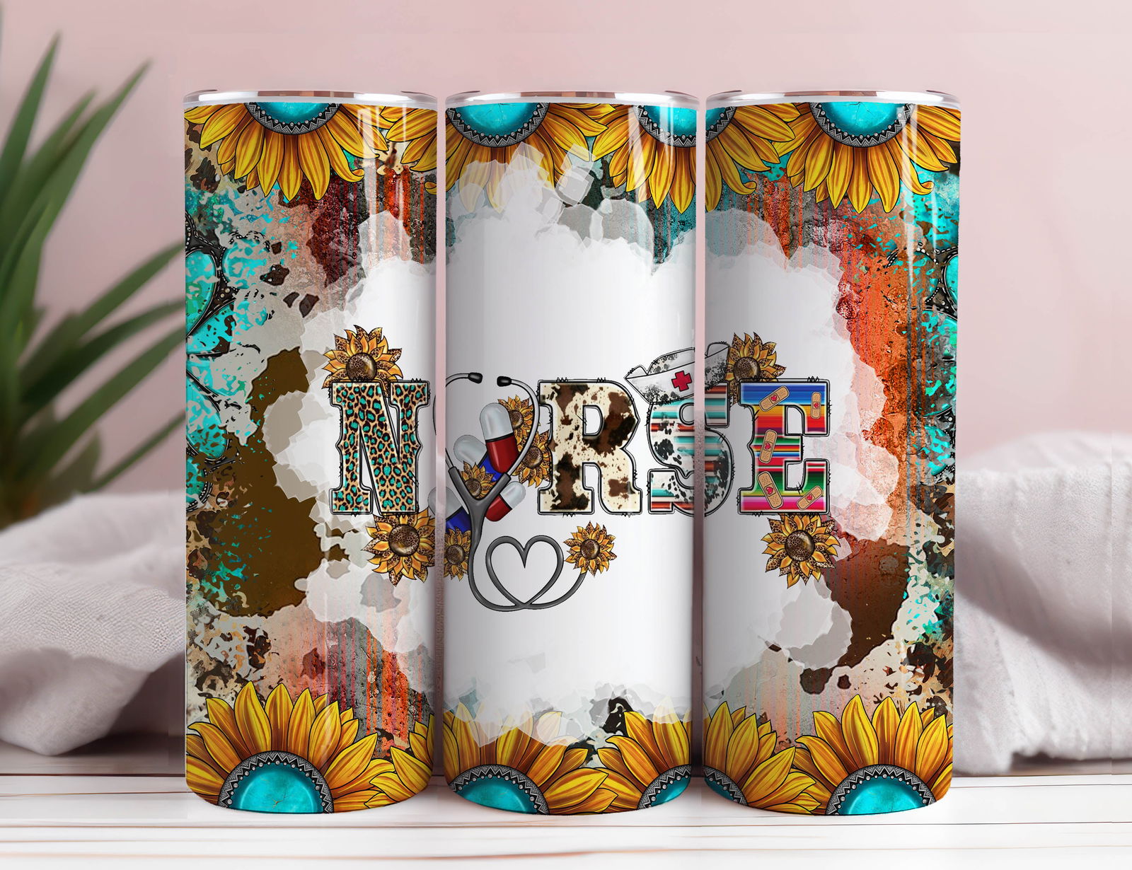 Nurse Tumbler Wrap 20 oz Skinny Tumbler PNG 1 