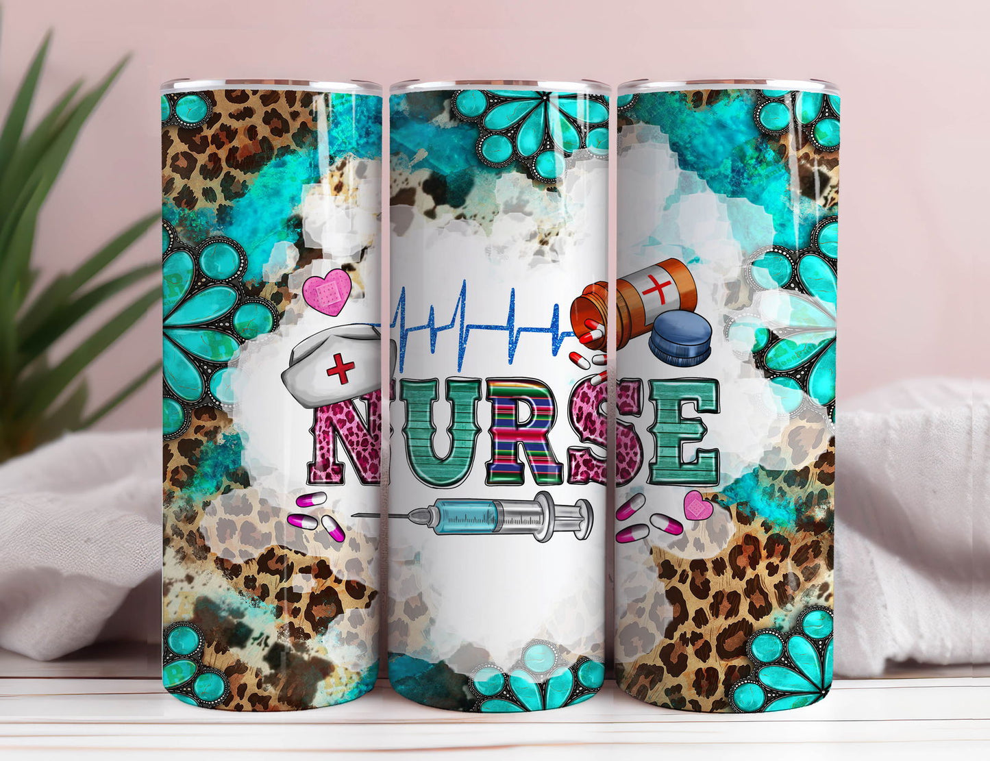 Nurse Tumbler Wrap 20 oz Skinny Tumbler PNG 6 